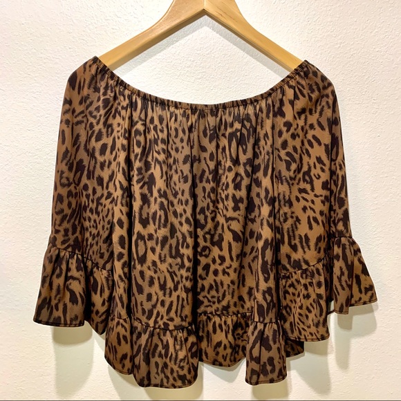POSH BOUTIQUE BROWN BLACK RUFFLED LEOPARD PRINT BLOUSE NEW WITH TAG - Picture 7 of 12